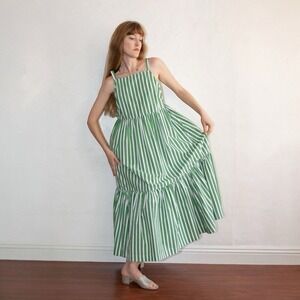 No. 6‎ Eden Cotton Poplin Striped Maxi Cottagecore Boho Dress Size 3 US L 8/10